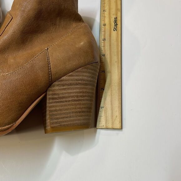 Isola’ Brown Leather Ankle Boots Women’s Size 6 Side Zip Stacked Heel Booties - Picture 11 of 11